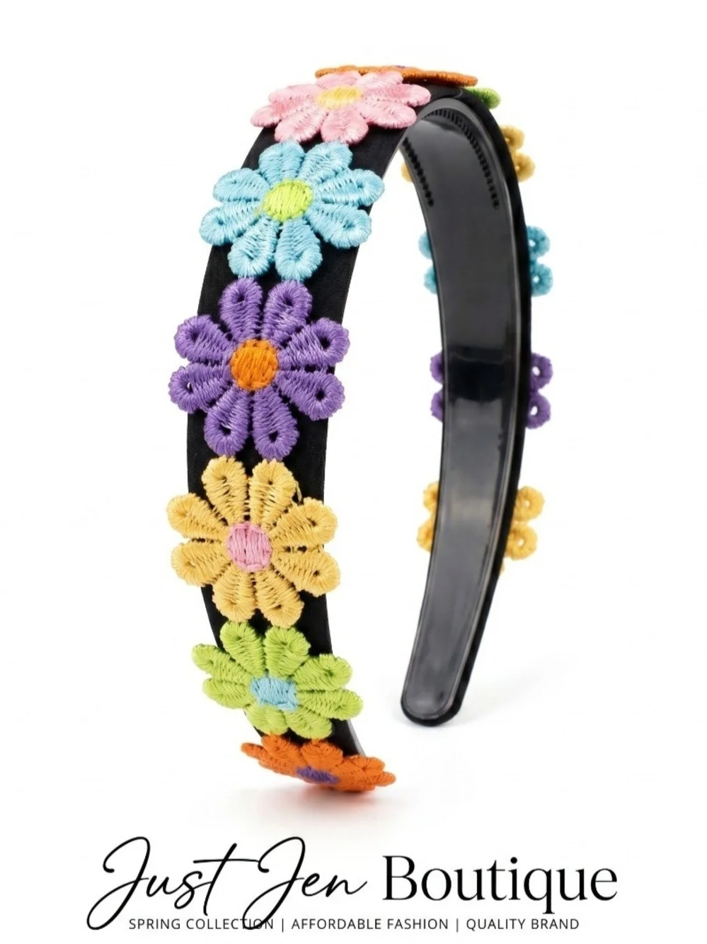 Boho Floral Embroidered 3pc. Daisy Headbands- Women's Hair Accessory